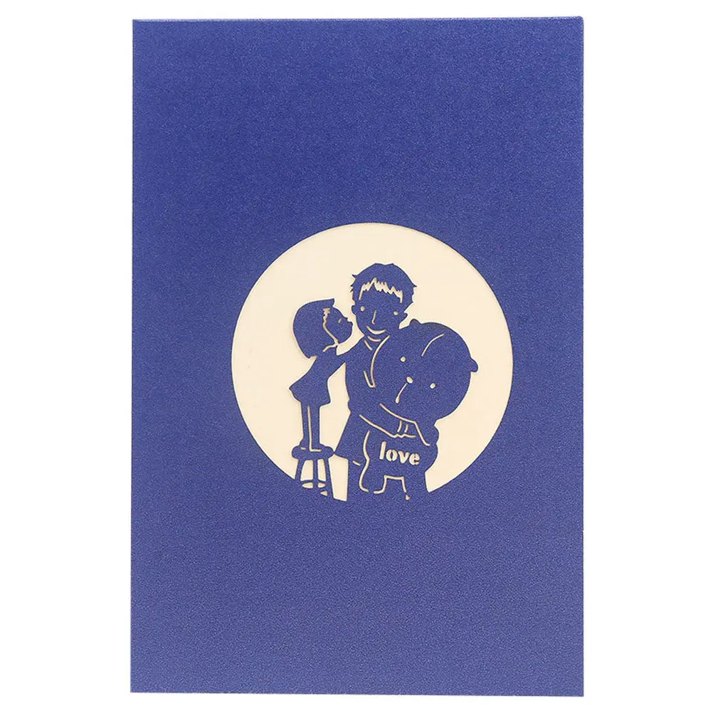 

1Pcs 3D Stereoscopic Greeting Card Handmade Paper Carving for Father's Day Birthday Gift Creative Festival Card