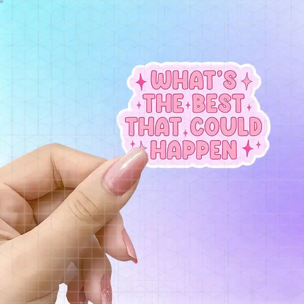 Think Positive Pink Optimistic Quote Vinyl Sticker Matte Decal For Laptop Journal Anxiety