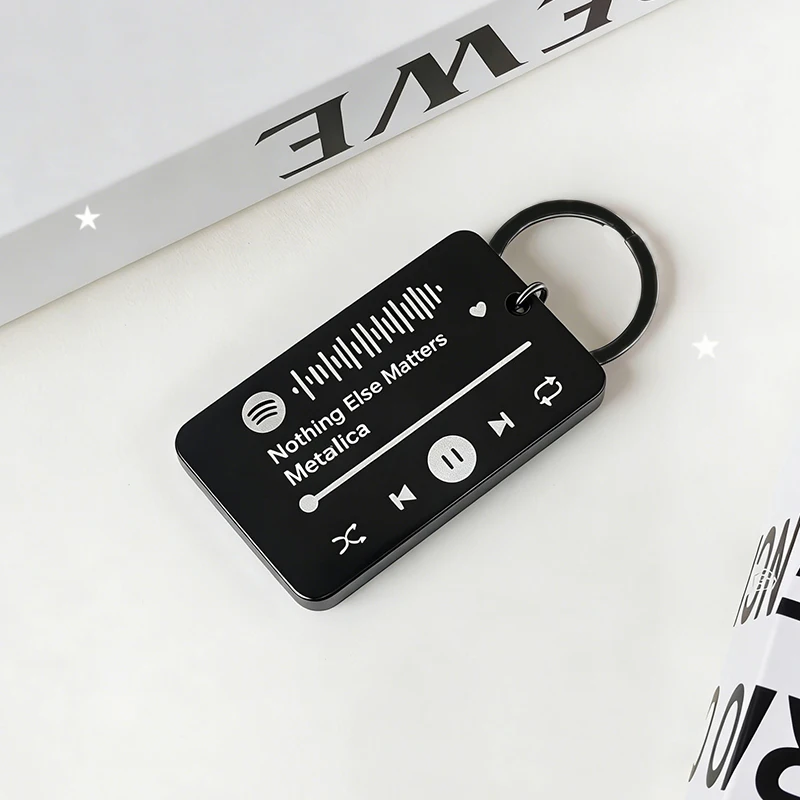 

Fashion Sporify Code Scannable Engraved Customized Keychain Stainless Steel Music Song Personalized Keyring for Car Bag Gift