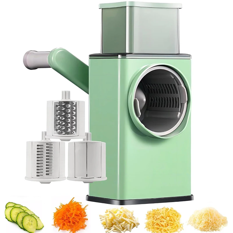 Rotary Cheese Grater 6 in 1 Hand Crank Vegetable Slicer Shredder Mandoline Veggie Slicer Grater Nut Chopper Kitchen Gadgets