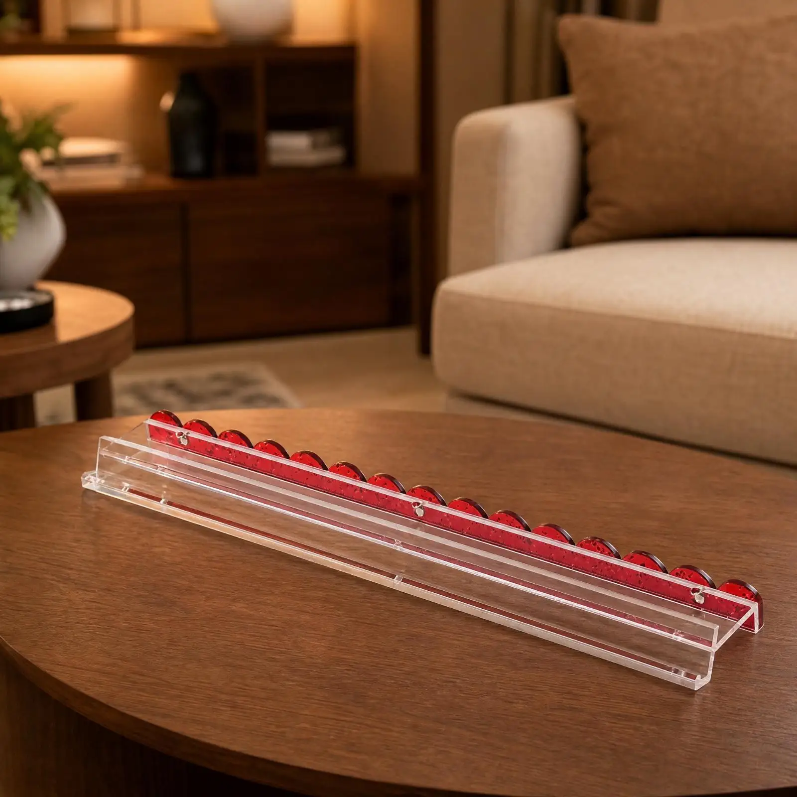 4 Pieces Acrylic Mahjong Tile Rack with Unobstructed Track Transparent 20-Inch Mahjong Tile Rack Stable Game Accessory for