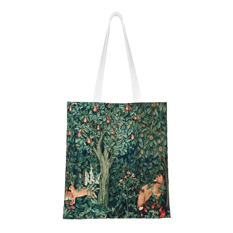 Custom Fox And Hares By William Morris Shopping Canvas Bag Women Durable Grocery Floral Textile Pattern Tote Shopper Bags