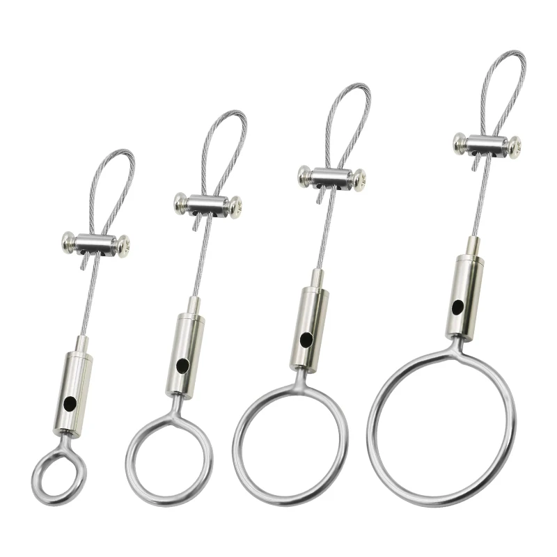 1.5mm Wire Lanyard Ring Lock Wire Hanging Picture Device Self-locking Adjustable Hook Retractable Wire Ring Ring Hanging Code