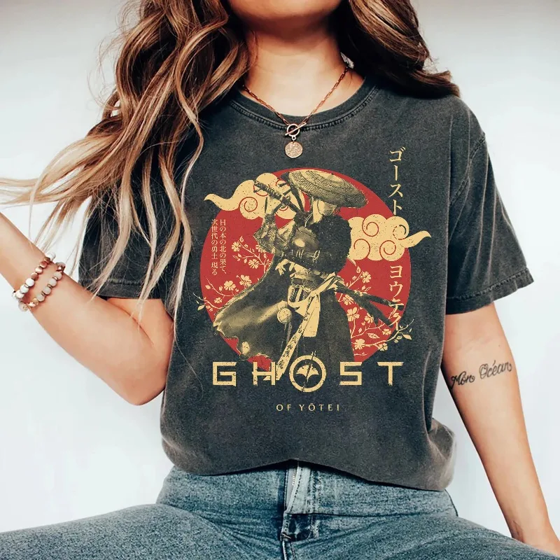 Camiseta Ghost Of Yotei, camiseta Atsu Japan, camiseta Lord Saito, camiseta Kitsune, camiseta holgada y transpirable de verano para hombres y mujeres