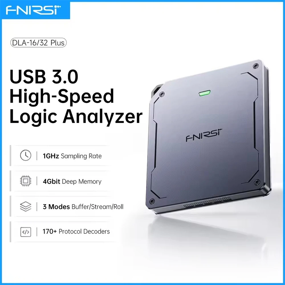 FNIRSI DLA-16/32 Plus Logic Analyzer 16/32 Channels 1GHz Sampling USB 3.0 4Gbit Buffer Stream 120+ Protocol Digital Debug Tool
