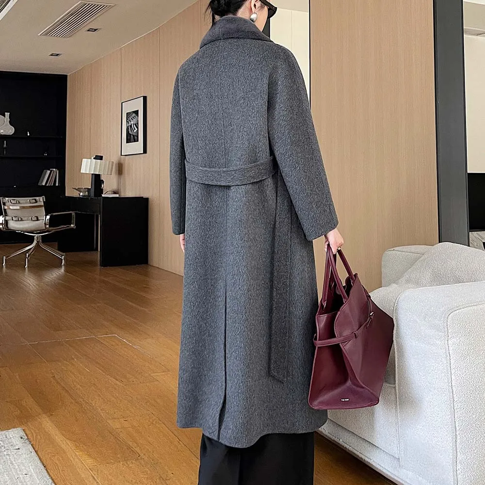 معطف شتوي من الكشمير معطف نسائي فضفاض من صوف الكشمير 2025 معطف عصري غير رسمي جديد