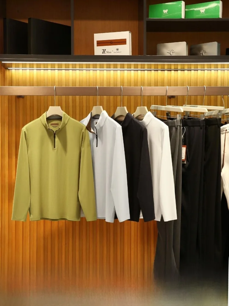 

Busin Casual Long Sve T-irt Breathable Anti-Wrinkle Sl Pred Glue Comfortable Skin Series Autumn Winter