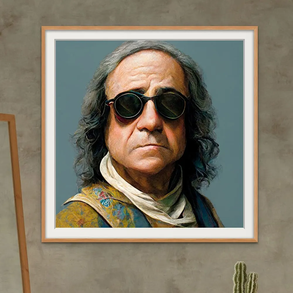 Portrait of Benjamin Franklin Posters and Funny Altered Art Print Canvas Painting Wall Art Picture for Living Room Decor Cuadros