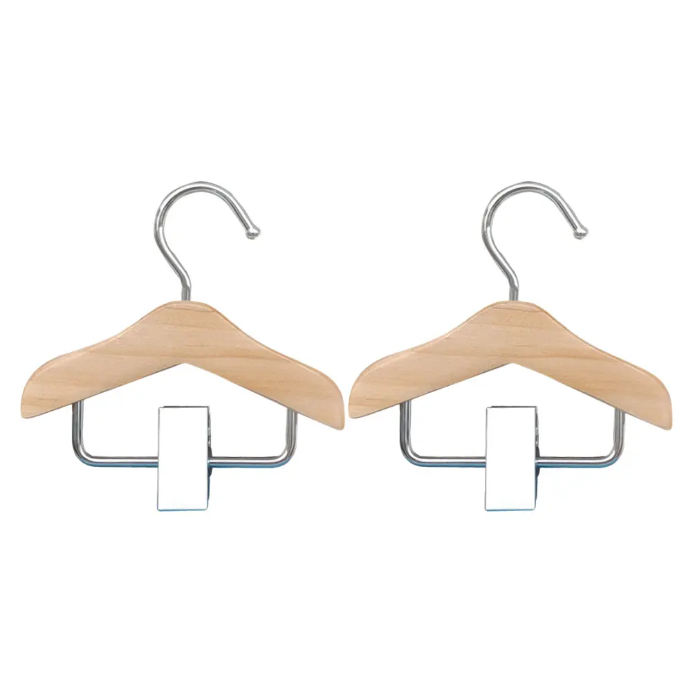 

2 Pcs Hanging Mini Hanger Dog Clothing Rack Wooden Pet Hangers for Clothes Child