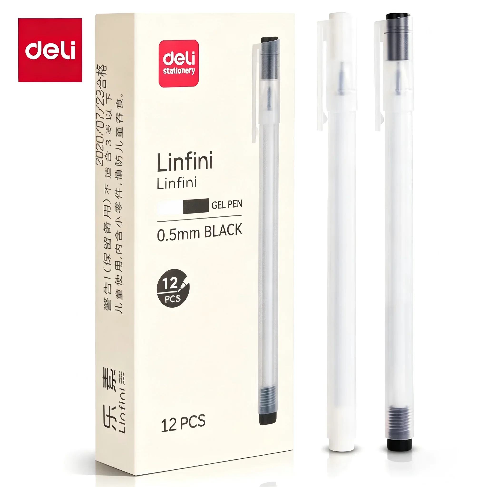 

A117 LeSu Gel Pen 0.5mm Full Needle Tube Transparent Black Water Pen Large Capacity School Student Stationery 12Pcs/Box
