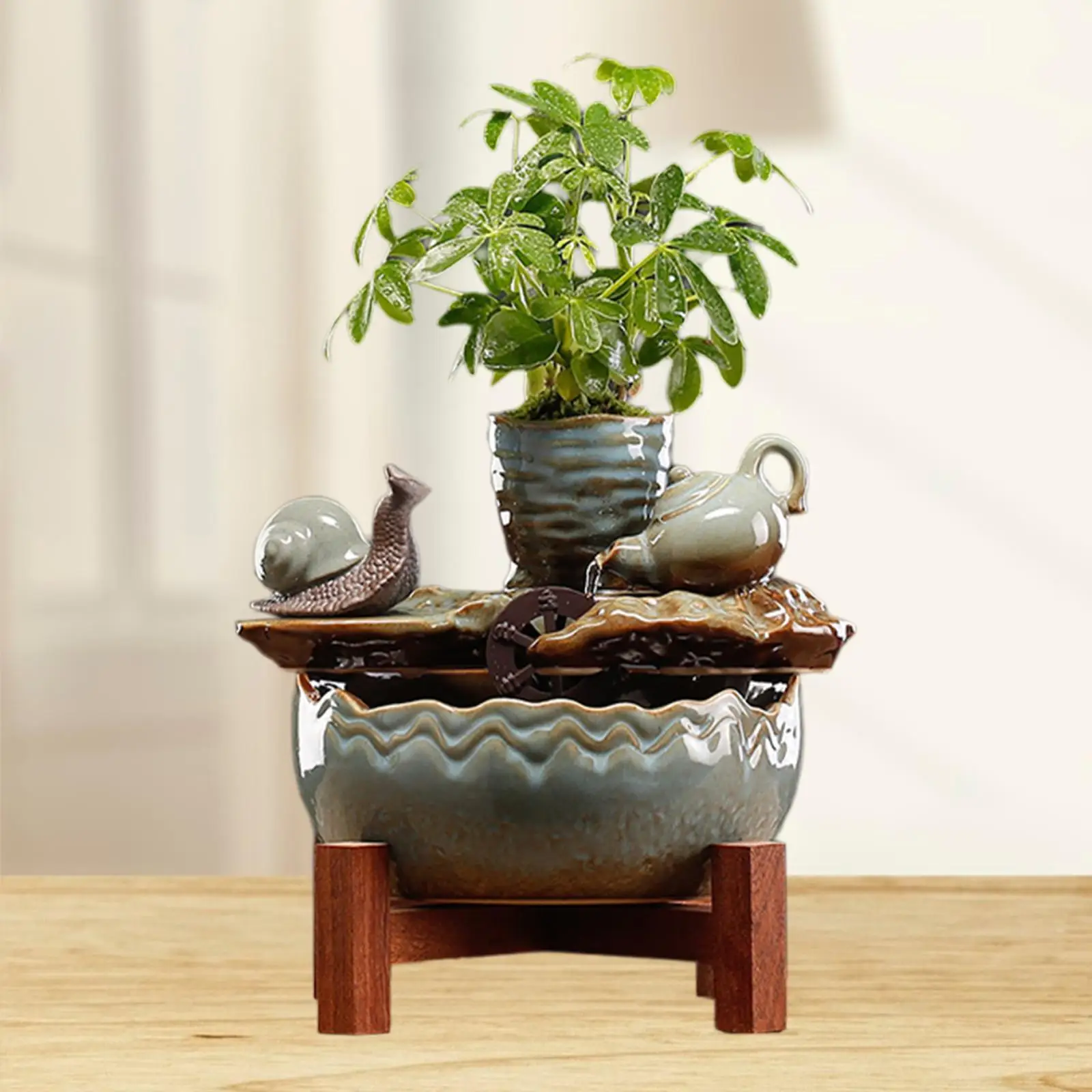 

Indoor Waterfall Tabletop Fountain Teahouse Fengshui Decoration for Home Office Housewarming Gift Meditation Yoga Living Room