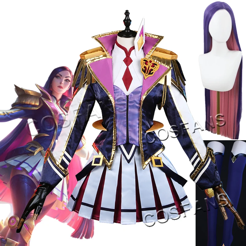 

Anime LOL Caitlyn The Sheriff of Piltover Battle Academy Game Suit Uniform Cosplay Costume Halloween Party Outfit Women And Wig