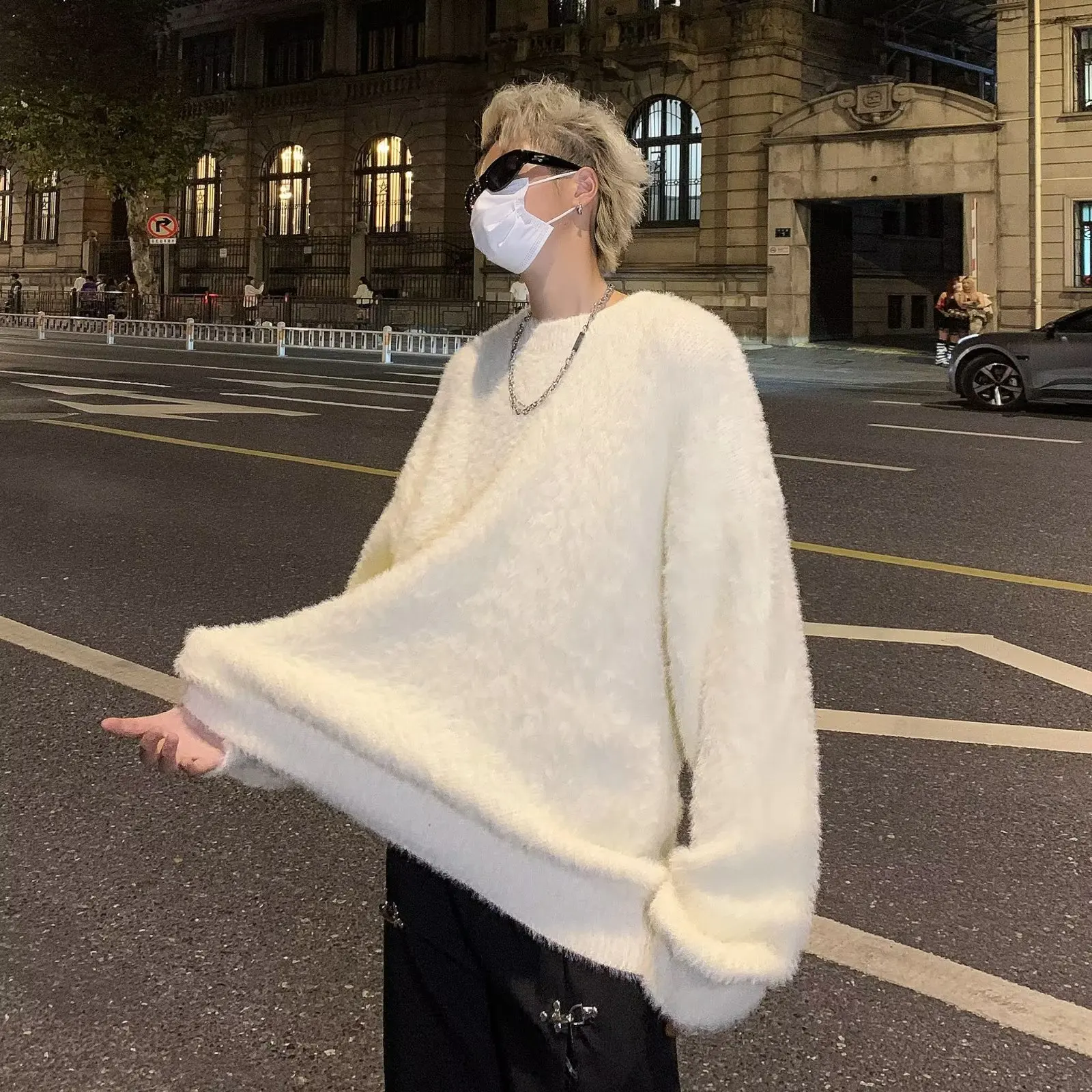 

Свободный крой, мужской трикотаж, свитер большого размера, удобный мягкий осенне-зимний модный повседневный свитер в японском стиле ретро, длинный све