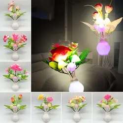triangle Valentines Day Gift Floral Lamp Colorful Little Night Light Pomegranate Bottle LED Mushroom Night Lights For EU Plug