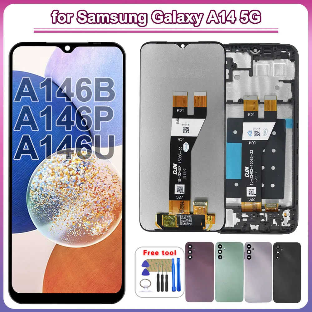 Tela LCD de 6.6 polegadas para Samsung Galaxy A14 5G, Display LCD com Touch Screen e Digitalizador para Celular Samsung A14 5G A146B A146P A146U A146W