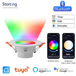 Bluetooth Tuya Smart Downlight Colorful LED Spot Lamp Recessed Round Light Smart Home Luminaire RGB Dimmable Via Alexa Google