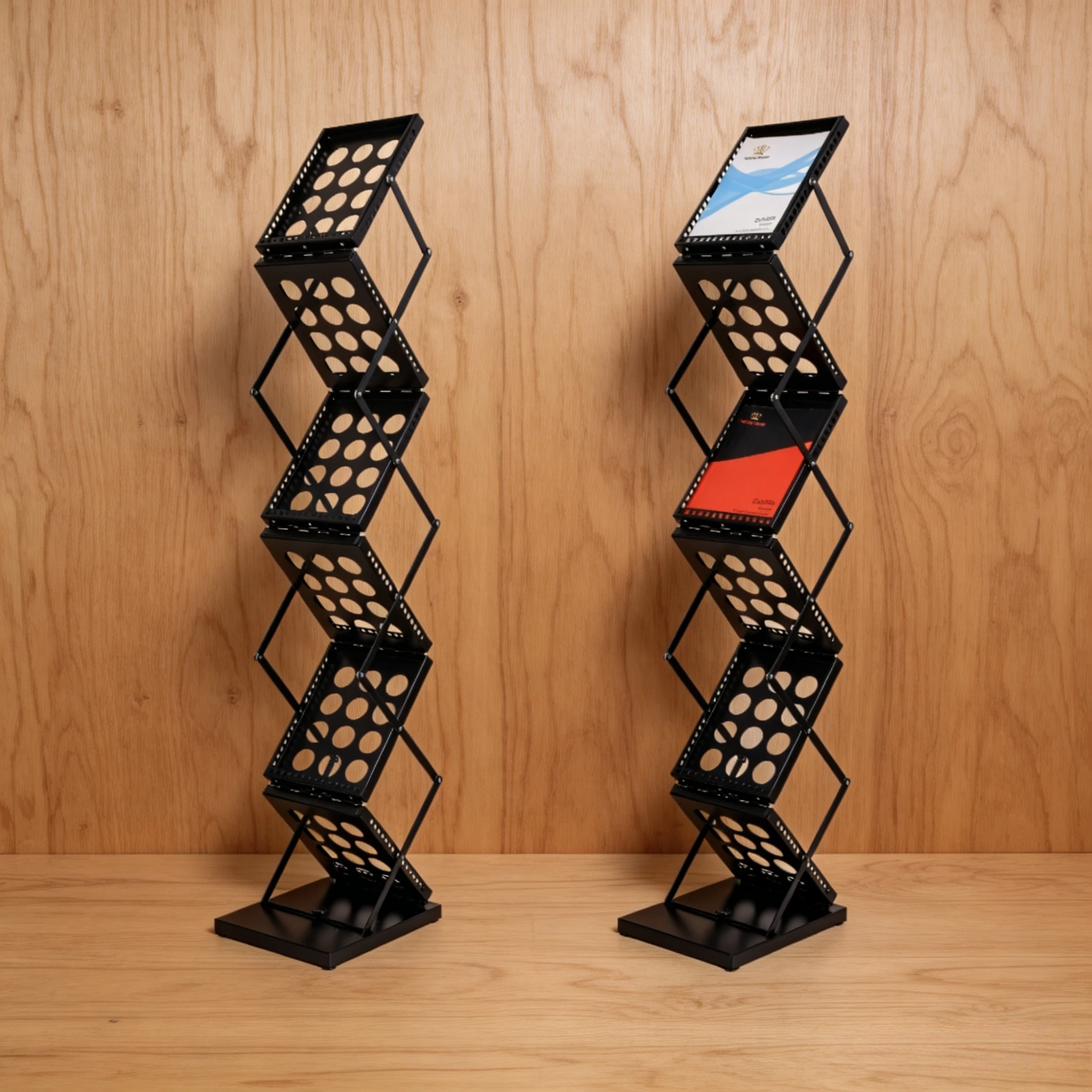 

6 Tier Brochure Holder Iron Frame Double-Sided Display for A4 Leaflets and Flyers