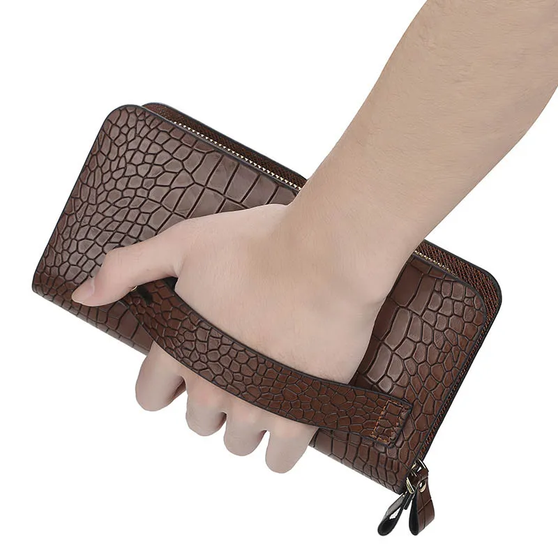 Herren-Clutch, PU-Leder, großes Fassungsvermögen, Reißverschluss um Kartenhalter, Geld, Telefon, Scheckheft, Handtasche