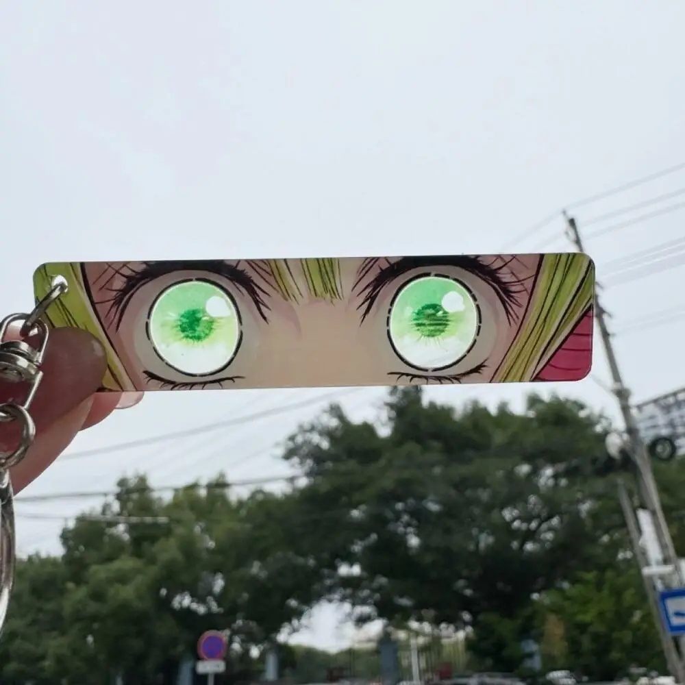 Chaveiro Demon Slayer Acrílico Rengoku Kyoujurou Olhos Brilhantes Retangular Dupla Face Padrão Mochila Pingente Presente de Natal