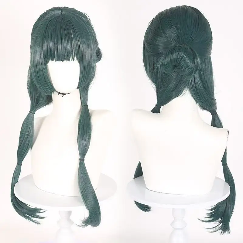 The Apothecary Diaries Maomao Cosplay Wig Dark Green Double Buns Long Ponytail Synthetic Hair For Halloween Party Comic Con