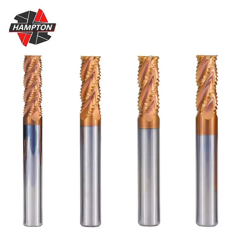 

HAMPTON 4 Blade Roughing End Mill 4-12mm TiCN Coating CNC Router Bit HRC55 Milling Cutter For Metal Threading