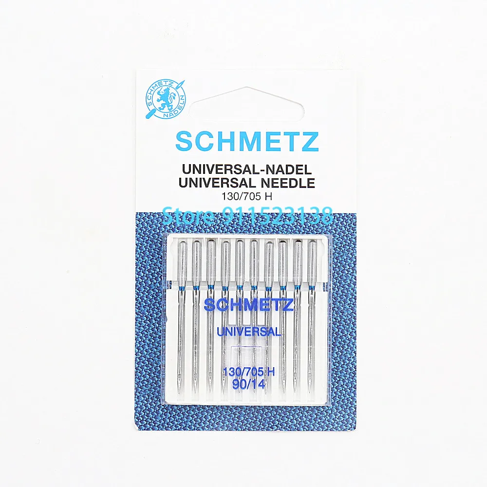 Schmetz-Agulha universal para máquina de costura doméstica, genuína, Alemanha, 10 Pcs, 130 H, 705 H, 90, 14