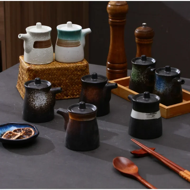 Botella de cerámica para condimentos, salsa de soja, vinagre y tarro de chile, vajilla creativa para restaurante para sushi