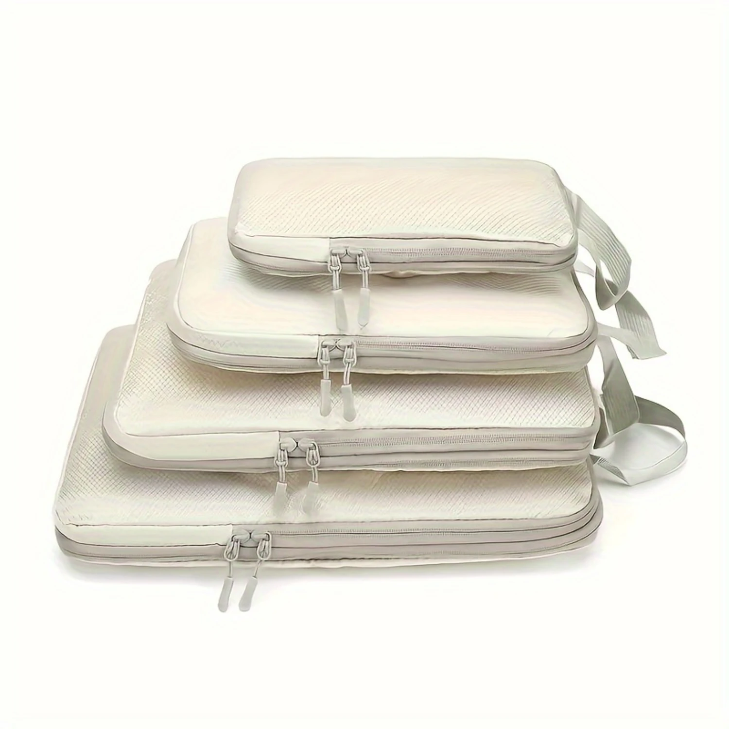 

4-Piece Travel Organizer Set, Polyester Packing Cubes With Handles, Foldable Compression Bags For Clothes