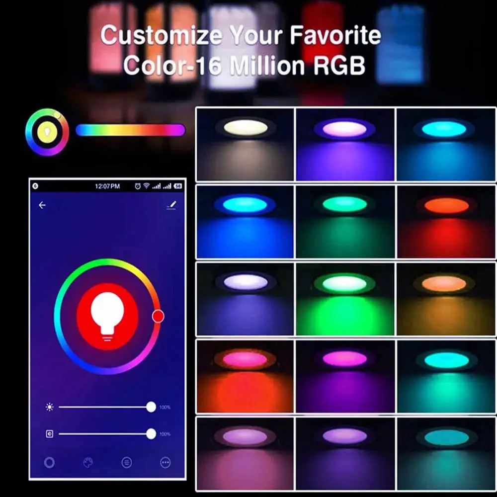 1-10pcs 15W LED Bulb Tuya ZigBee RGB LED Downlight Recessed Spotlight APP Control Alexa Google Home Smart Lamp