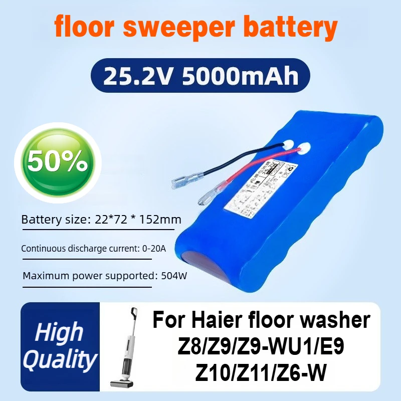 21700 25.2V 5000mAh Li‑ion Battery for Haier Z8 Z9 PRO WU1 Z10‑WU1 U1 E9‑ProU1 Wet Dry Floor Washer Vacuum Cleaner Battery