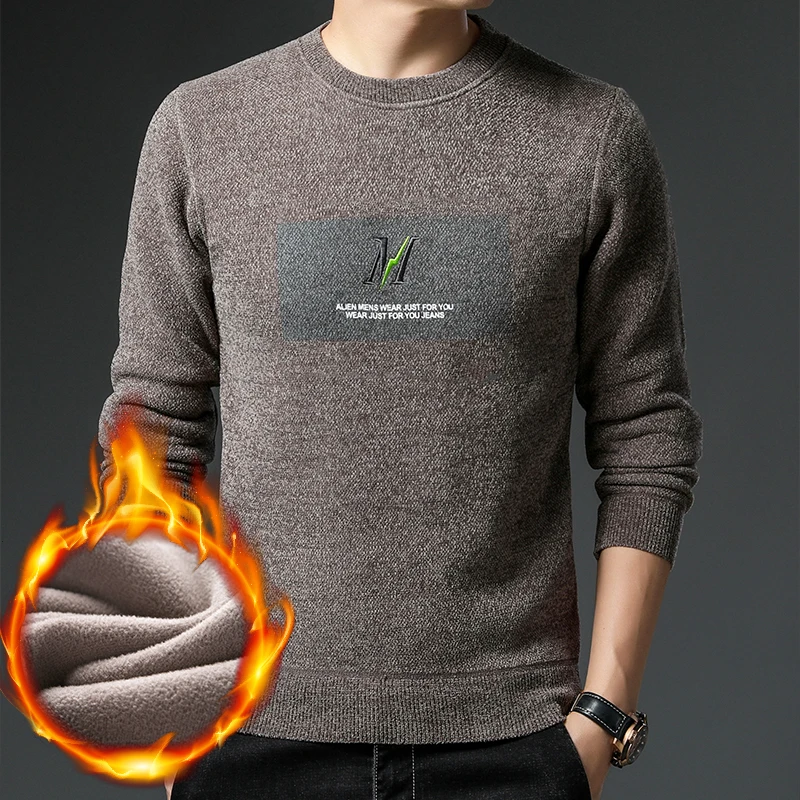 Winter Sweaters Men Pullovers Fleece Thicker Warm Sweaters High Quality Men Slim Fit O-Neck Pullovers Winter Clothes Size 3XL