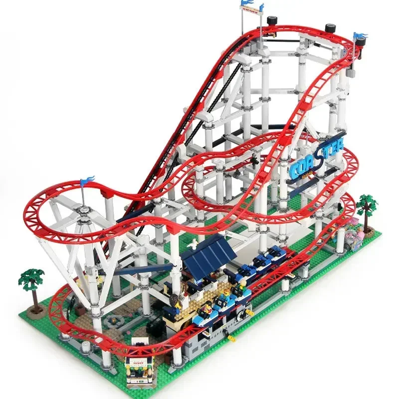 NEW 4619PCS With Motor Big Roller Coaster Compatible 15039 18003  DIY Model Building 10261 Blocks Bricks Kid Birthday Gifts