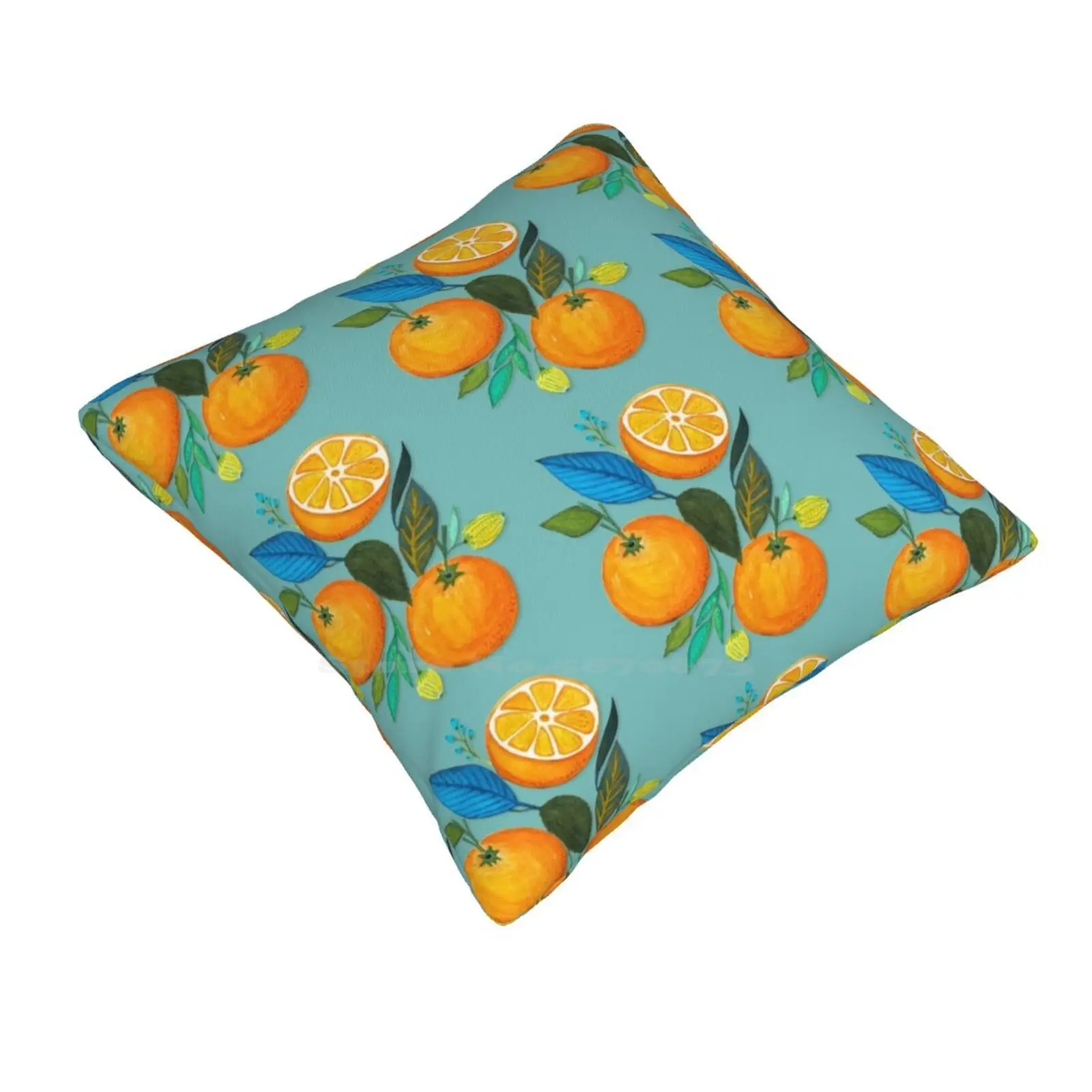 Lady Orange Funny Cute Decor Square Pillowcase Vitamin Fruit Citrus Disc Eat Orange Delicious Healthy Kitchen Refreshing