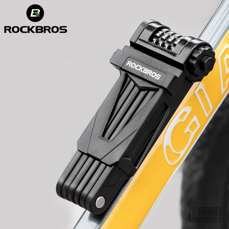 

ROCKBROS Fingerprint Bike Lock Zinc Alloy Four-Digit Secret Anti-Theft Foldable Password 85CM Door Moto Accessories