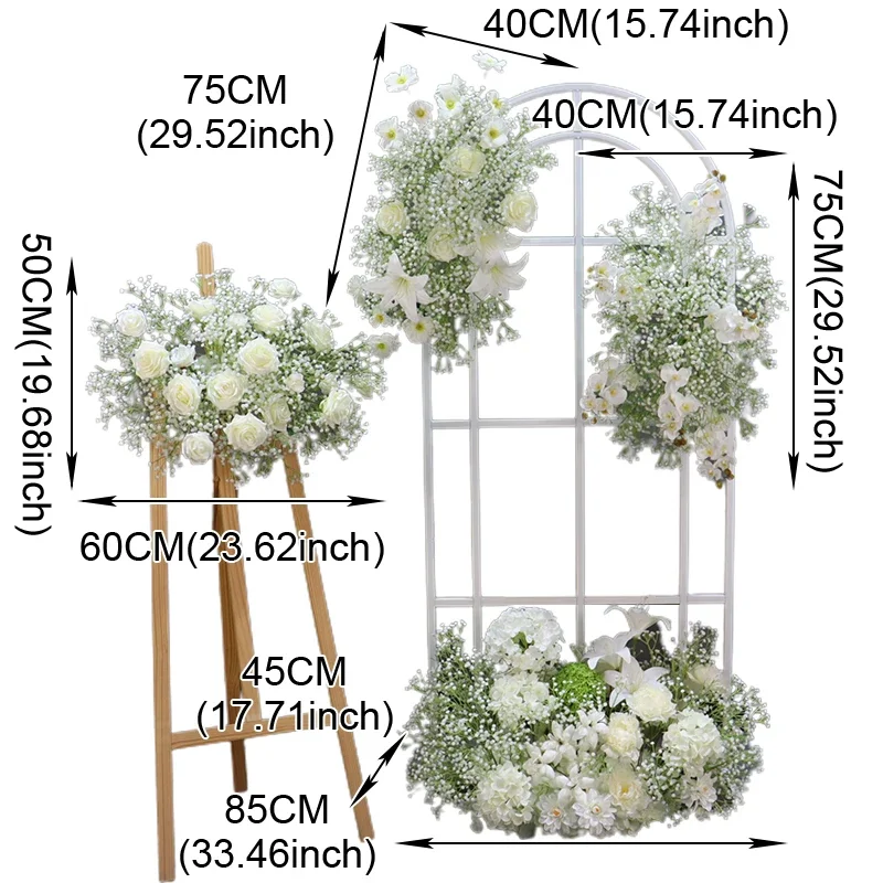 Baby Breath Orchid Rose Wedding Backdrop Arch Decor Hanging Floral Row Arrangement Wedding Decoration Artificial Flower Row