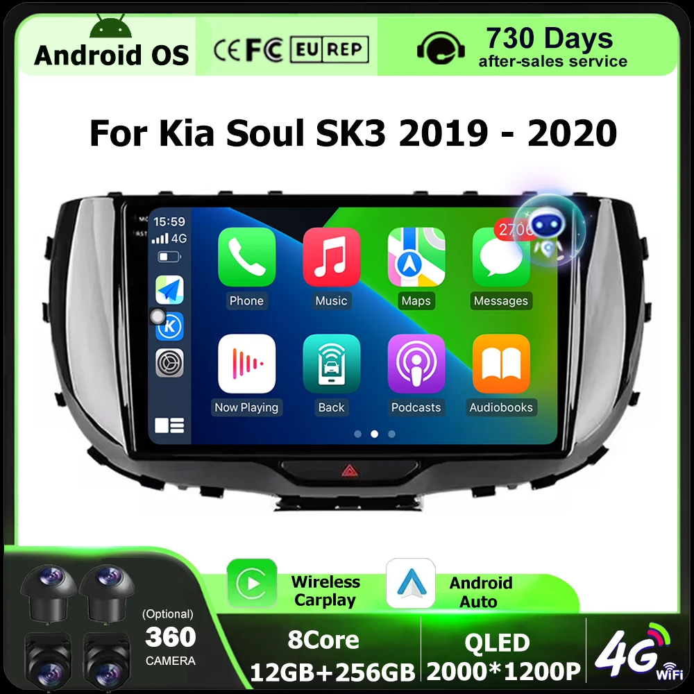 

Android 16 Auto для Kia Soul SK3 2019 2020 Автомобильный радиоприемник Мультимедийный видеоплеер GPS-навигация Стерео Беспроводная камера Carplay 360