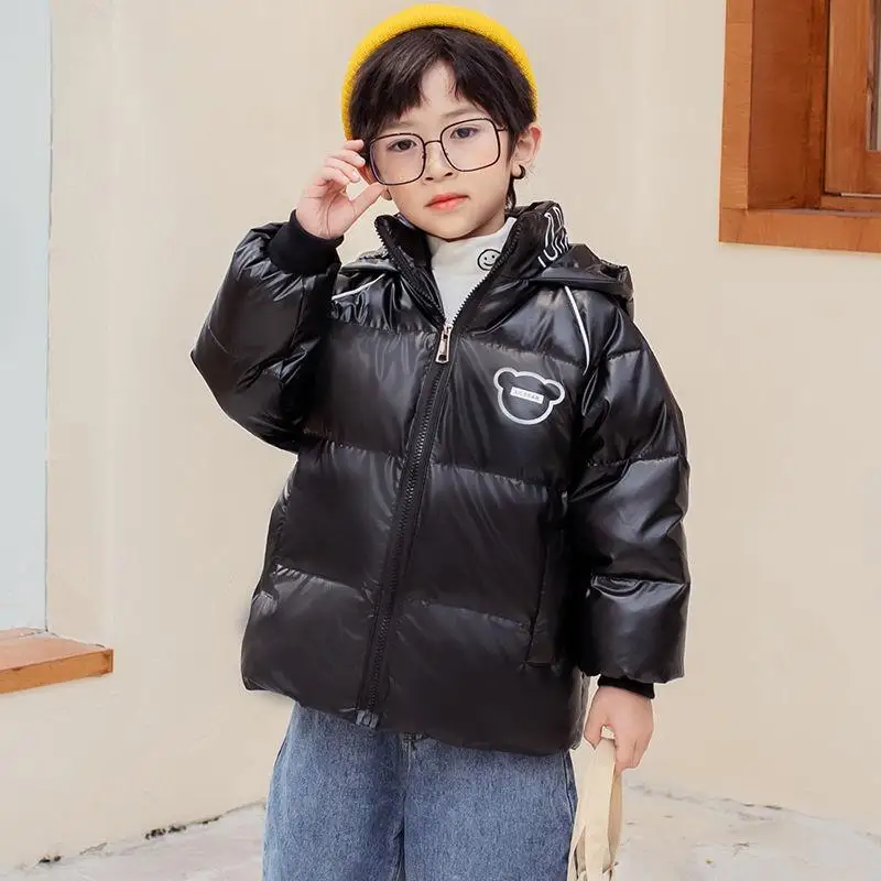 Boys Coat Jacket Overcoat Cotton 2022 Bear Warm Thicken Velvet Winter Sports Teenager School Kids Children\'s Clothing