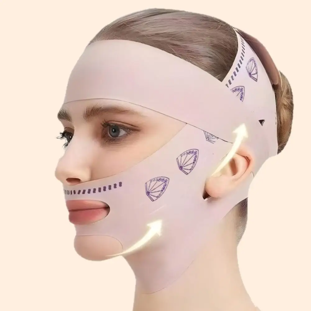 ﻿   Mascarilla de belleza para esculpir la cara, mascarilla para dormir de doble cubierta, cinturón Facial reutilizable, Anti-Agi, vendaje Facial adelgazante en forma T2V2