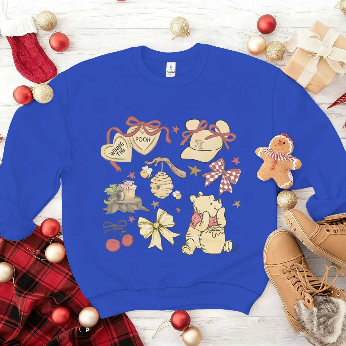 Dolce Winnie The Pooh Natale Ragazze Felpa Divertente Simpatico Anime Orso Y2K Sudaderas Donna Manica Lunga Natale Felpe Regali