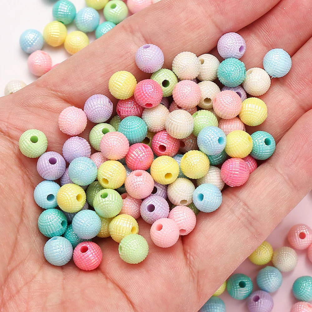 50/100 Stück 8mm 10mm Gemischte Pastell-Acrylperlen Aurora Bonbonfarben Runde Zwischenperlen für DIY Schmuckherstellung Armband Halskette – Detail 2