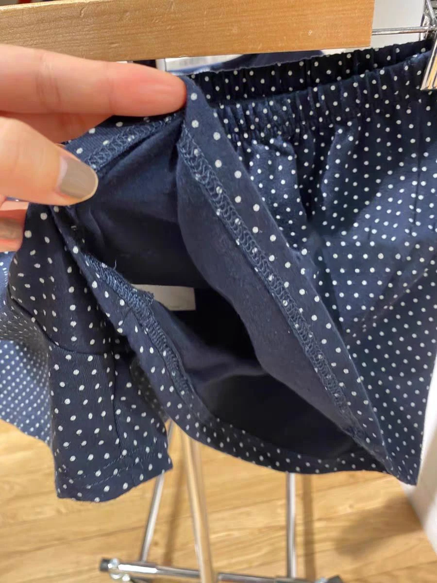 Dot Navy Shorts Summer Elastic High Waist Straight Short Pant Cotton Girl Home Underwear Sweet American Vintage Woman Pants