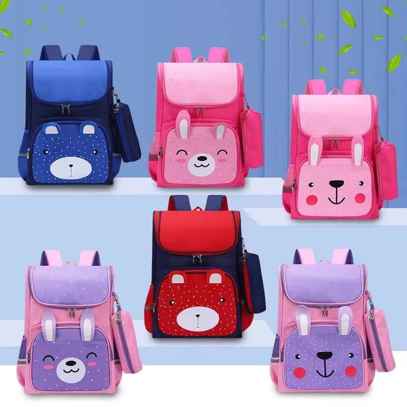 High-capacity Primary Children Cute Cartoon Rabbit Animal Backpacks New Girl Boy Students Fashion School Pen Bags Drop Shipping