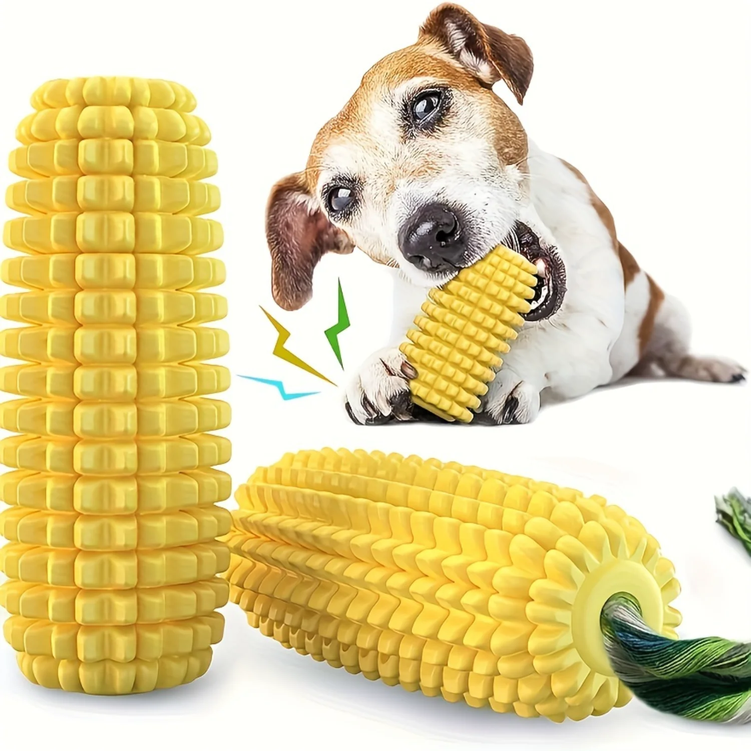 

"Long-Lasting" Tough Squeaky Corn Cob Dog Chew Toy - Durable Interactive Play For All Breeds, Ideal For Aggressive Chewers & Pup