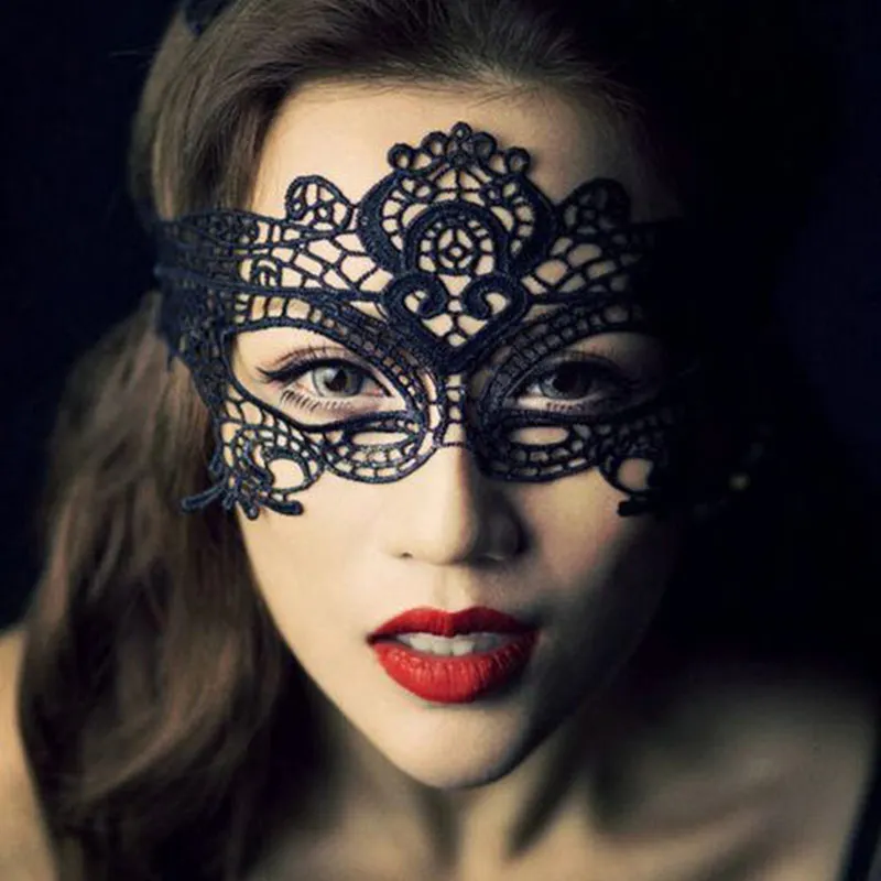 Black Sexy Women Hollow Lace Masquerade Face Mask Princess Party Cosplay Prom Props Costume Nightclub Queen Half Face Eye Mask