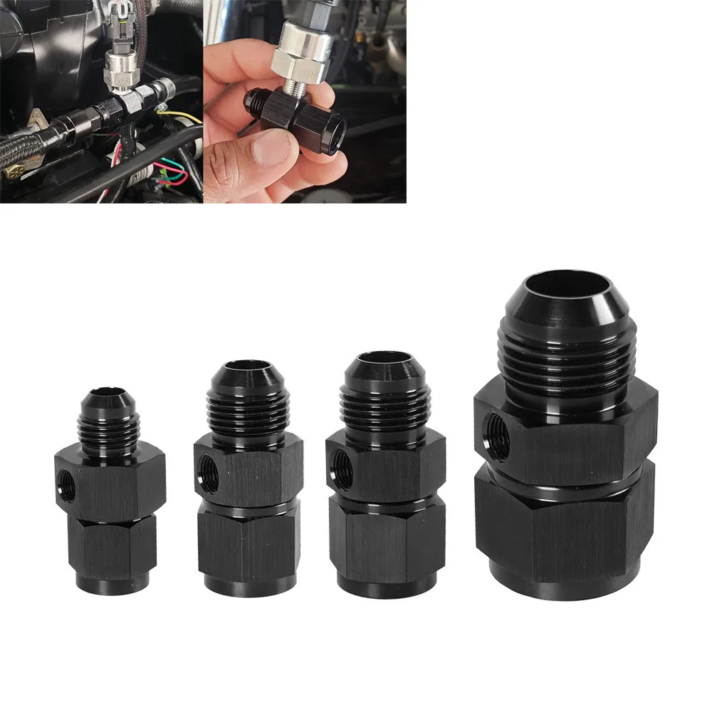 

6 AN Male to 6AN Female Fuel Pressure Gauge Take Off Fitting Adapter with 1/8 NPT Side Port Aluminum Black