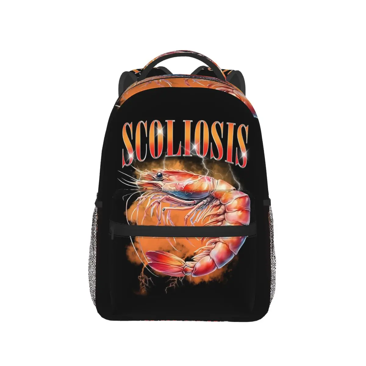 

Electric Shrimp Scoliosis Pun Backpack Hot Sale Daypack Large Capacity Boys Girls BookBag School Bag Shoulder Bags for Men Women