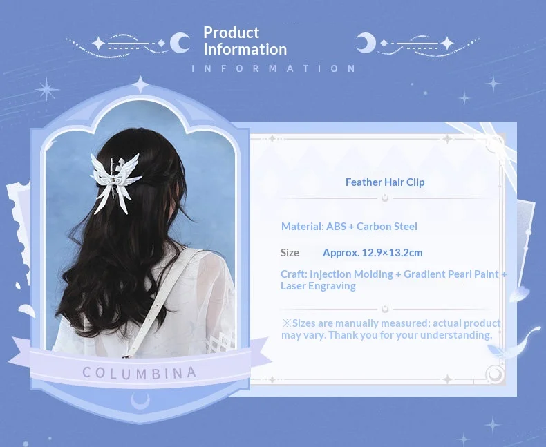 Authentic New Pre‑sale Genshin Impact Columbina Impression Series Cute Wing Hair Claw Exquisite Hair Accessory Collectible Gift