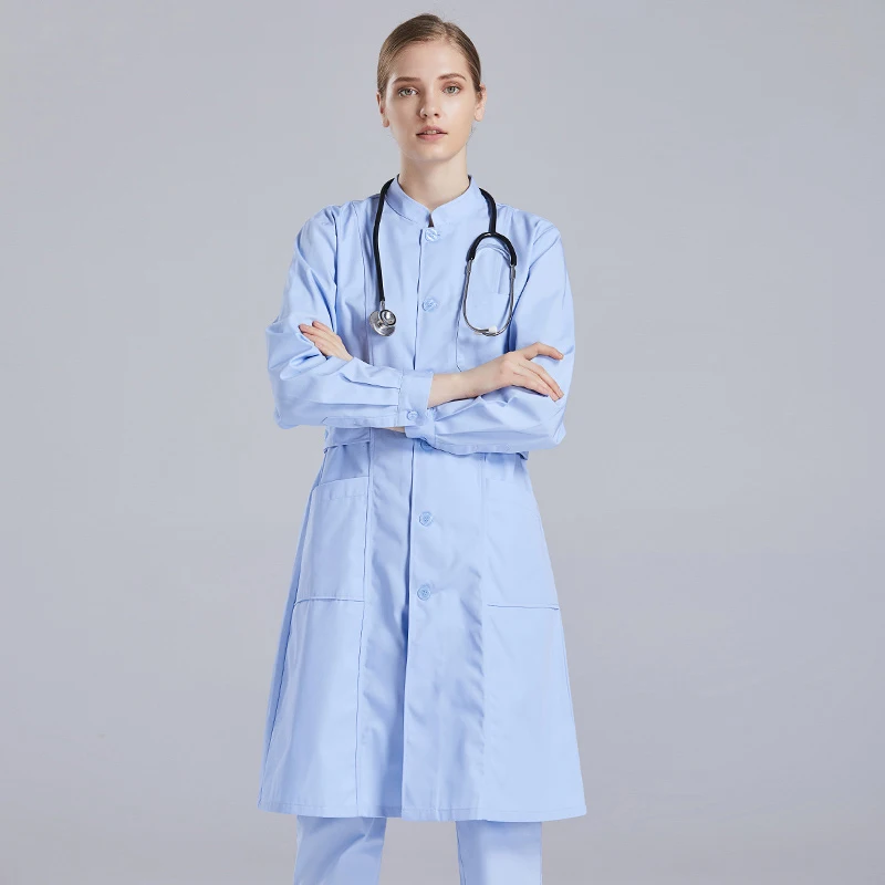 Women\'s Nurse Uniform Professional Medical Overalls Beauty Salon Long-Sleeved Work Clothes Lab Robe Scrub Costume for Nurses