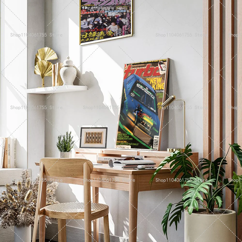 1PC Japan Auto Magazine Cover Retro JDM Car Poster Self-adhesive Art Waterproof Paper Sticker Coffee House Bar Room Wall Decor
