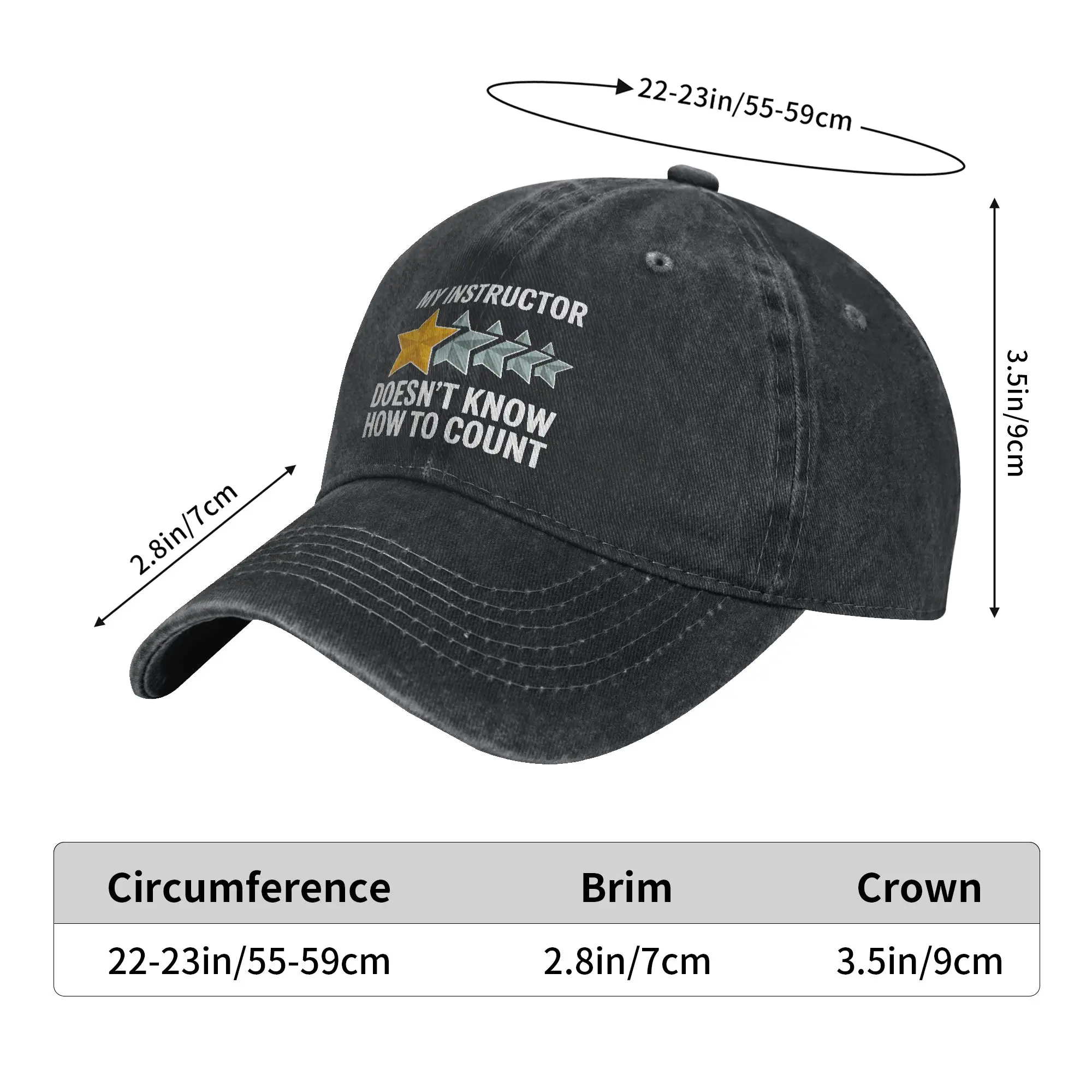 My Instructor Doesn't Know How to Count 1 Star Funny Casual Baseball Cap Summer  Trucker Hat Sun Visor Tennis Skate Snapback Cap